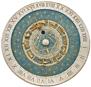 Roman numerals on clock dials.