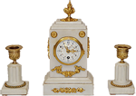 Miniature White Marble Clock Garniture Set