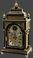 31604c.br Daniel Delander, London. An important ebony bracket clock with beautifully engraved frets and silver chapter ring and spandrels. Circa 1715.