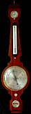 James Thompson – Welbeck.
Unusual and fine quality satinwood and banded Wheel Barometer. c1820
