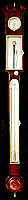 Peter Dollond – London.
Outstanding mahogany Stick Barometer with 'swan-neck' pediment and brass framed doors. C1790